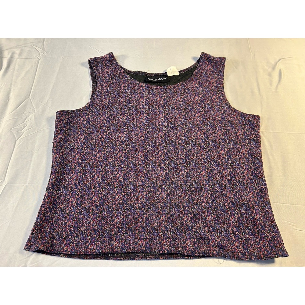 Melissa Taylor Vintage Sleeveless Top Womens Multicolor Textured Knit Blouse SM